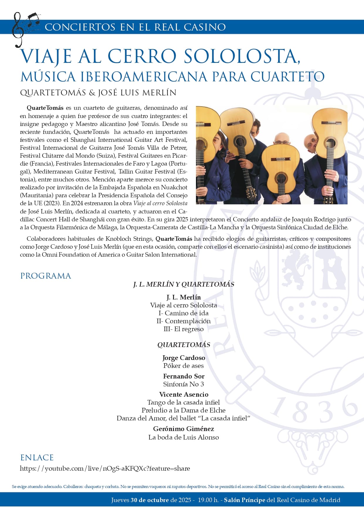 VIAJE AL CERRO SOLOLOSTA,
MÚSICA IBEROAMERICANA PARA CUARTETO
QUARTETOMÁS & JOSÉ LUIS MERLÍN