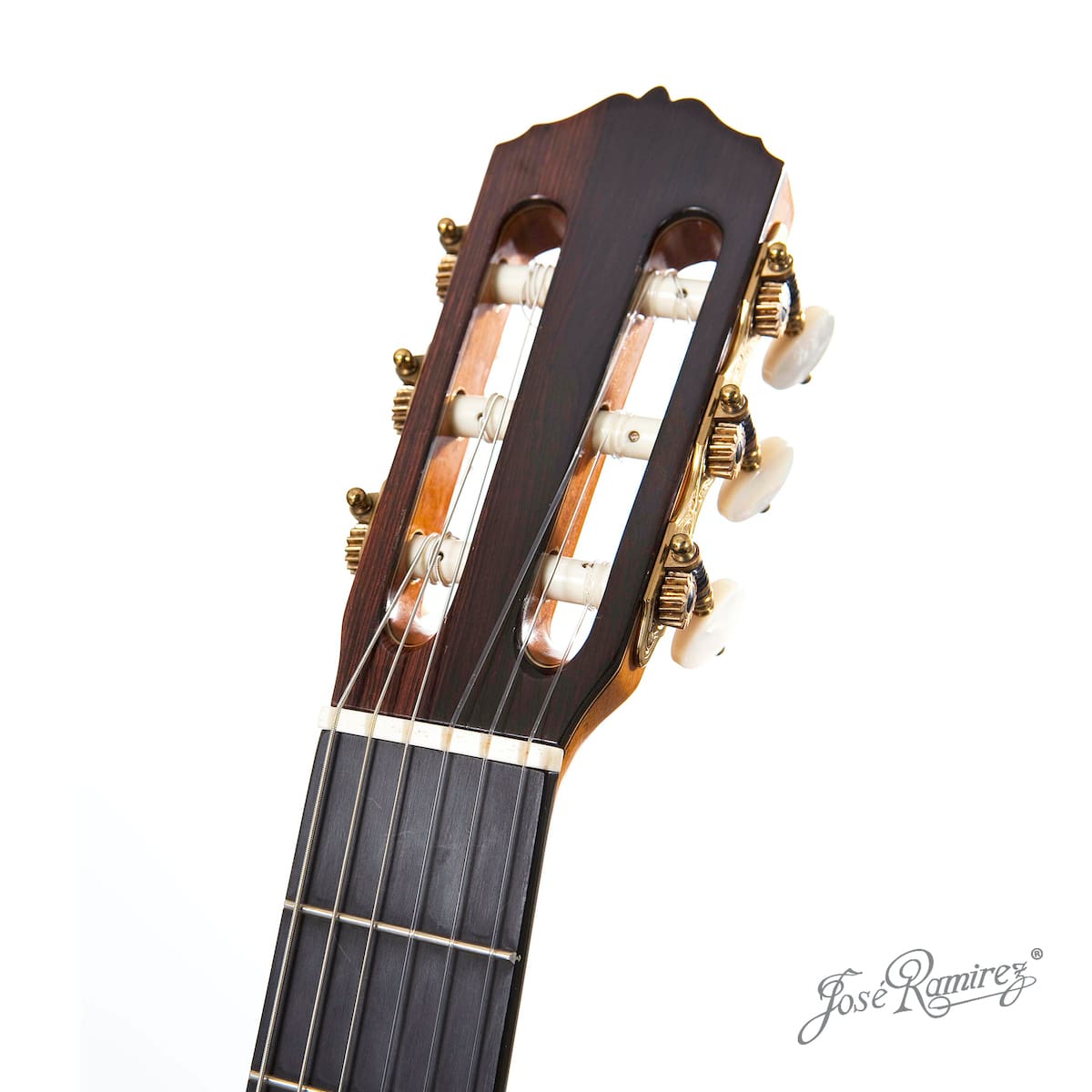 Manuel Ramírez handcrafted guitar headstock.