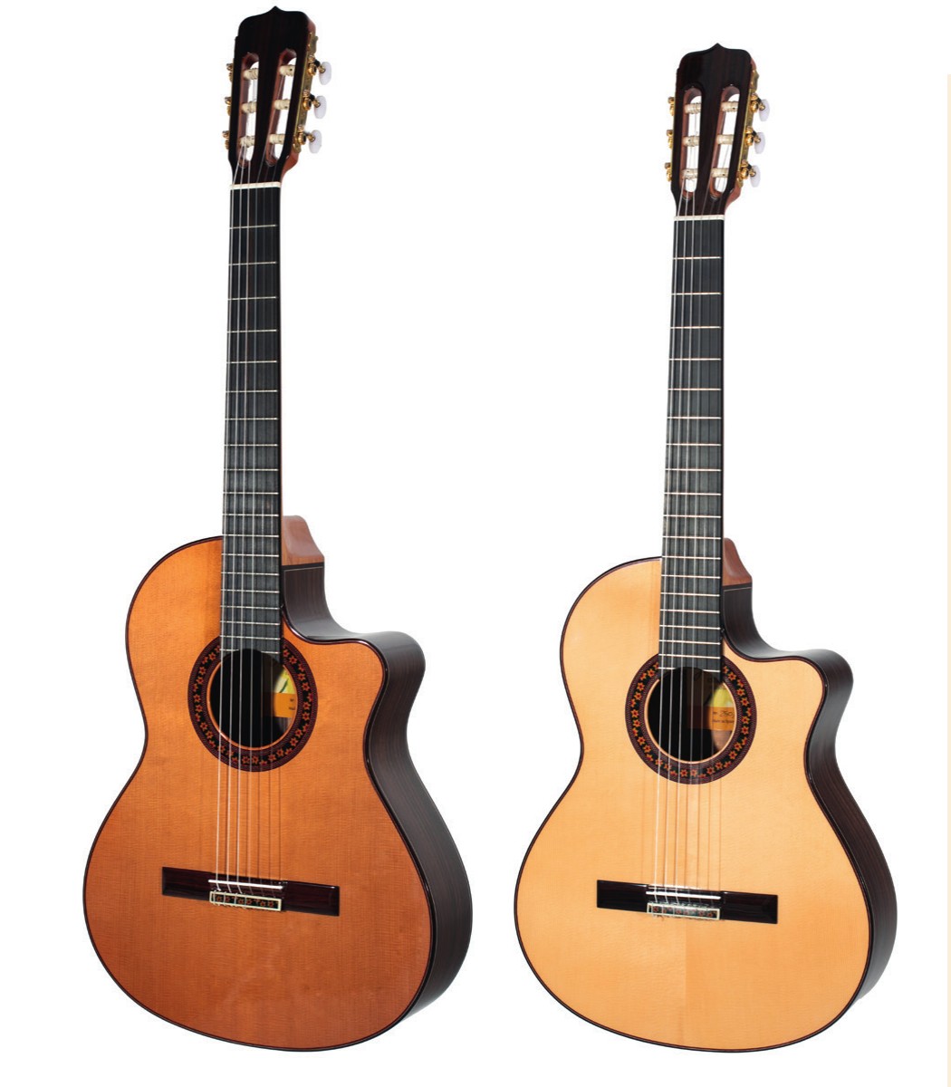 140 Years Cutaway guitar by Guitarras Ramírez, front and back view