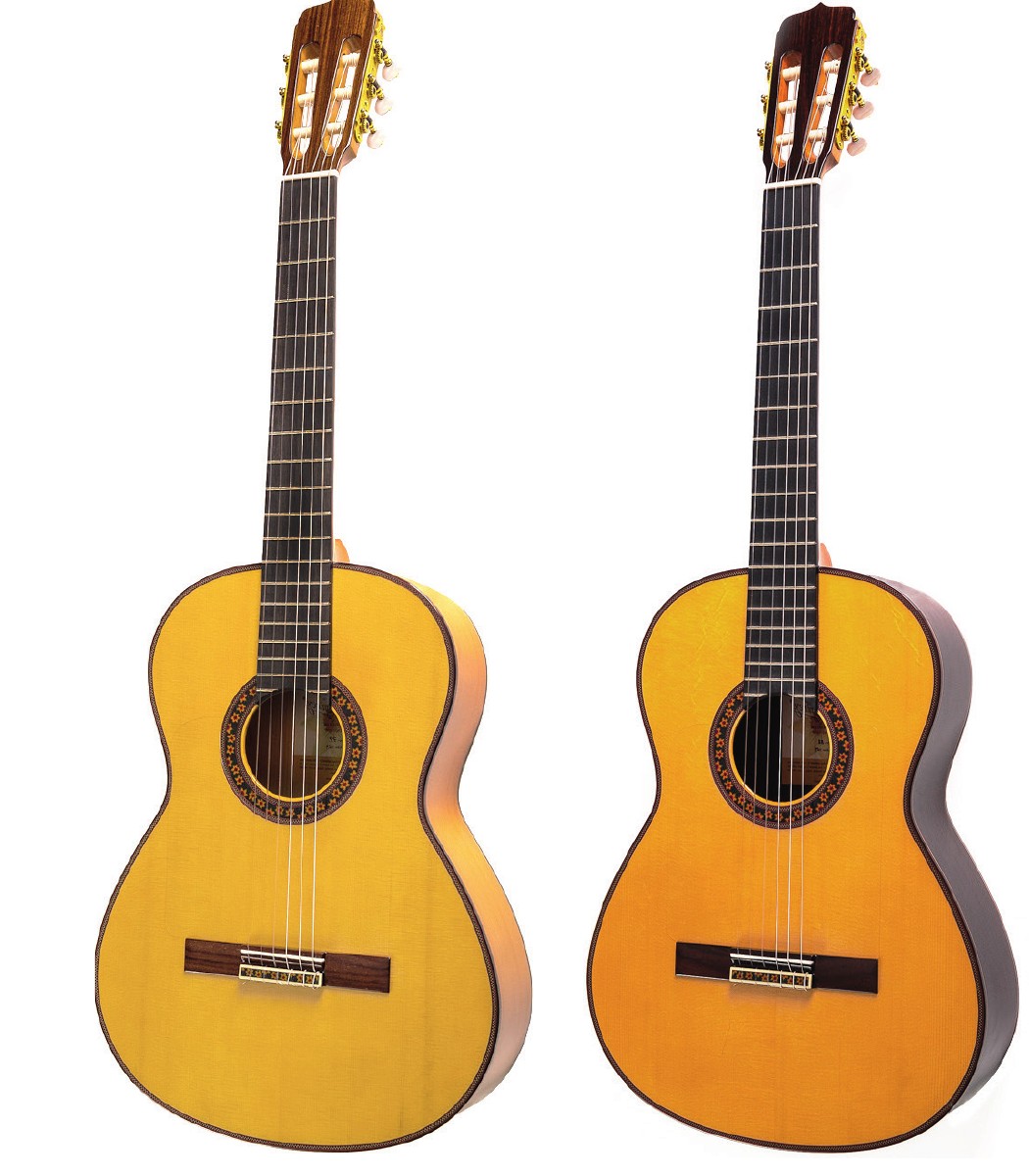 140 Years Flamenco guitar by Guitarras Ramírez, front and back view